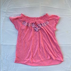 Roebuck & Co Girls Pink Floral Off the Shoulder Top